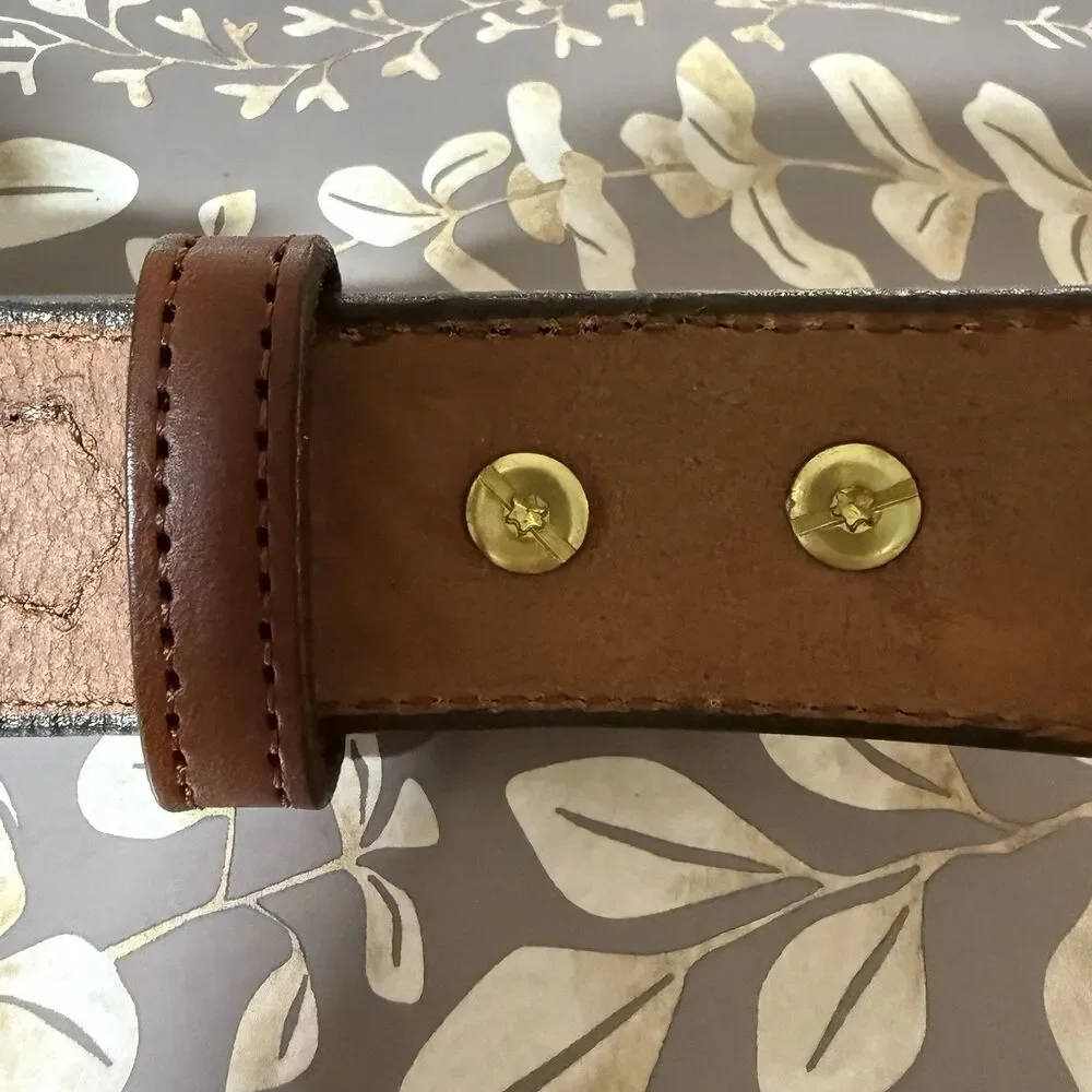 Amish Handmade Basketweave Ranger Yoder Men's Brown Solid Belt Size 46 NWOT